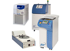 Peripheral Dicing Equipment, including wafer mounter, wafer wash, tape curing and coolant/re-circulation systems.