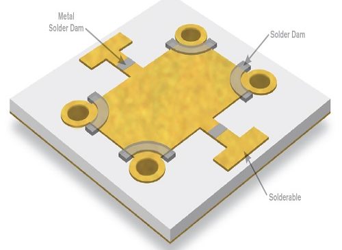 Solder Dams-1 Metalised Thin Film Circuits with Solder Dams
