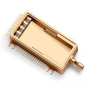 Optoelectronic Semiconductor Package with Ceramic Feed Through and Fibre Connection